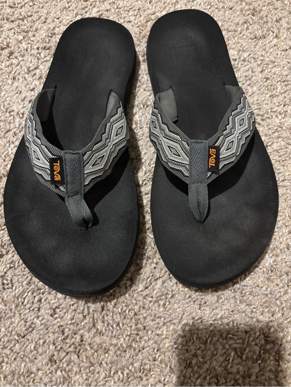 Men’s Teva Black Sandals with Gray Patterned Webbing